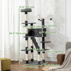 PawHut 59" Large Cat Tree with Sisal Scratching Posts - Dark Grey-Built with a widened base and an anti-tip strap for extra safety 