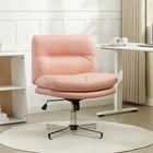 HOMCOM Criss Cross Armless Office Desk Chair - Pink-PP cotton padding supports and contours the body