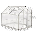 Outsunny Polycarbonate Greenhouse - 6' x 8' x 6.6' - Silver- Convenient single sliding door design for easy access
 
