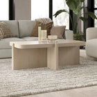 Hudson&Canal Laguna 45" Wide Rectangular Coffee Table - Alder White-Rounded corners on a rectangular tabletop with rounded eges on the cross base