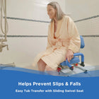 Journey SoftSecure Rotating Transfer Bench with Microban-Heavy duty aluminum frame supports up to 400 lb for stable secure bathing assistance