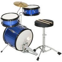 Qaba Kids Drum Set with Throne, Cymbal, Pedal, Drumsticks - Blue - Set of 7-7 pieces set includes essentials for a complete drumming experience 