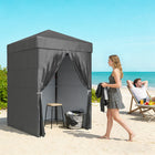 Outsunny 5 ft W x 5 ft Lt Compact Pop Up Canopy Tent - UPF50+ Portable Privacy Canopy - Dark Grey-Fire-resistant 210D Oxford fabric with silver and PU double coating, providing UPF50+ sun protection