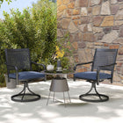 Outsunny Outdoor Patio Swivel Rocker Chairs with Cushion - Blue-360° swivel for fun and relaxation 