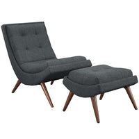 Modway Ramp Upholstered Fabric Lounge Chair Set - Grey-Modern Lounge Chair