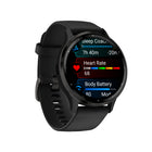 Garmin Venu 3 Watch - 45 mm - Slate Stainless Steel Bezel with Black Case and Silicone Band-Know your body better with extensive health monitoring features, including wrist-based heart rate, morning report, fitness age, stress tracking, menstrual cycle and pregnancy tracking, meditation and more