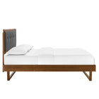 Modway Willow Wood Full Platform Bed with Angular Frame - Walnut Charcoal-Rubberwood Legs