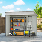 Outsunny 7' x 4' Outdoor Storage Shed - Grey-Double sliding door for easy access in and out
