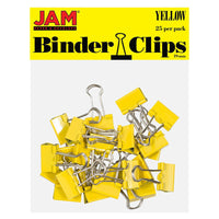 JAM Paper Colourful Binder Clips - Small - 3/4" - Yellow - 25 Pack- Colour: Yellow | Made of tempered steel for an extra strong hold