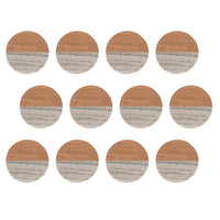 Maxwell & Williams Coaster Collective Round Marble & Acacia Beige Coaster - 12 Pack-Made of Heat Resistant Ceramic