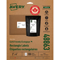 Avery EcoFriendly White Laser/Inkjet Mailing Labels, 2" x 4" , 100 Pack-Mailing labels offer eco-friendly labeling