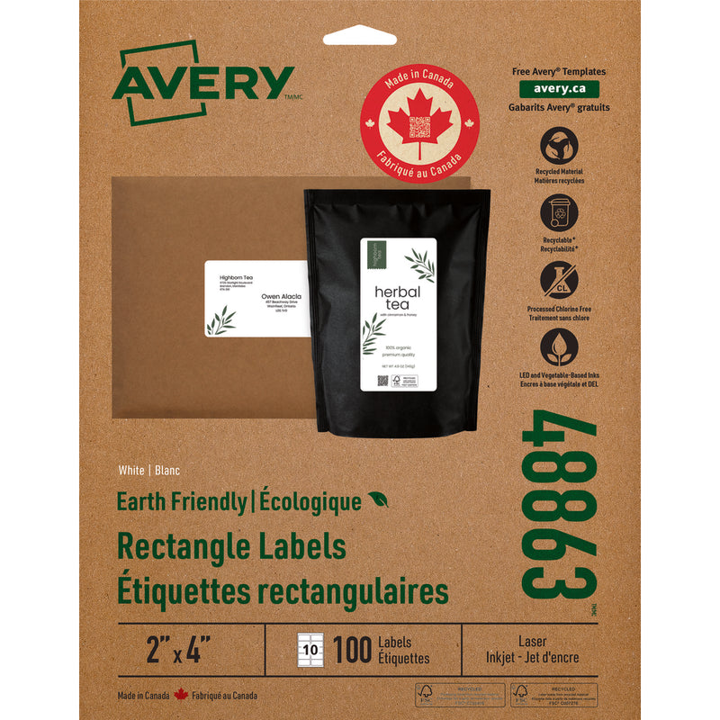 エリページ Avery EcoFriendly White Laser/Inkjet Mailing Labels, 2