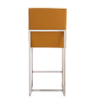 Manhattan Comfort Element 16.34" Modern Faux Leather Upholstered Counter Stool - Camel and Polished Chrome - 2 Pack-Delivered to you Fully Assembled! No Assembly Required