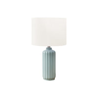 Monarch Specialties 23" H Contemporary Table Lamp - Ivory / Cream Shade / Green Ceramic-This stylish 23"h table lamp features a chic, ribbed glossy green ceramic base paired with a sophisticated ivory fabric shade, making it the perfect accent piece to elevate any decor style