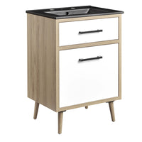 Modway Maverick 24" Bathroom Vanity - Black/Oak-Modern 24" Bathroom Vanity