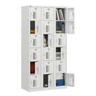 Ceha NH Series 6-Tier Commercial-grade Steel Locker with Front Vents and Standard Sash Lock - Bank of 3 - Light Grey-High-quality powder-coated steel construction
