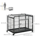 PawHut 43" Folding Heavy Duty Dog Crate - Grey-Material: Metal 