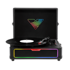 Victrola Journey Glow Illuminated Suitcase Record Player - Black-Create a light show with the integrated multicolour light ring, featuring 18 dynamic illumination modes to enhance your listening experience anywhere you take this portable record player