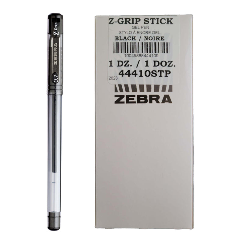 Zebra Z-Grip Gel Stick Pens - 0.7mm - Black - 12 Pack | staples.ca