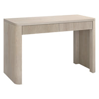 Hudson&Canal Palmera 47.5" Wide Rectangular Fluted Desk - Alder White-Two drawers, opening seperately, with handle grips on the top for ease of use