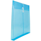 JAM Paper Plastic Envelopes with Button and String Tie Closure, Letter Open End, 9.75 x 11.75, Blue Poly, 12 Pack (118B1BU)-Opening: open end