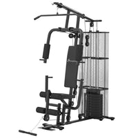 Soozier Multifunction Home Gym Equipment with 100 lb Weight Stack - Black-Built with strong steel tube with robust structure for reliable use 