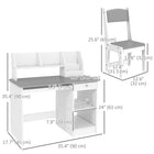 Qaba Kids Study Desk and Chair Set with Storage Shelves - Grey-Multiple storage space for storing art supplies, toys, or games 