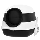 PawHut Covered High Sided Cat Litter Box with Lid - Black-Easy access 