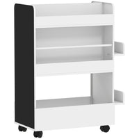 Qaba Kids Bookshelf, Kids Bookcase with Wheels -White-Features 7 distinct zones, keeping books, toys and supplies neatly organised
