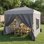 Outsunny 10 ft W x 10 ft L Pop Up Canopy Tent with 1-Button Push Setup - Dark Grey-Eight drainage holes on this canopy tent help prevent rainwater pooling