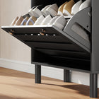 HOMCOM Shoe Storage Cabinet with Adjustable Shelves - Black-Melamine-coated surface makes it easy to clean