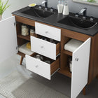 Modway Transmit 48" Double Sink Bathroom Vanity - Walnut/Black-Ceramic Double Sink Basin