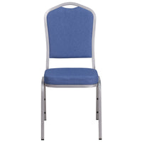 Flash Furniture HERCULES Series Crown Back Stacking Banquet Chair in Blue Fabric - Silver Frame-Multipurpose Banquet Chair