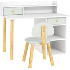 Qaba Kids Desk and Chair 2-Piece Set with Storage and Shelves - Green-Wide desktop accommodates reading, writing, eating, and crafting activities 