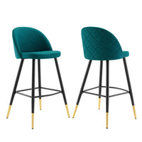 Modway Cordial Fabric Bar Stools - Teal - Set of 2-Retro Modern Bar Stools