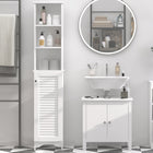 HOMCOM Tall Bathroom Cabinet with Adjustable Shelves - White-Compact and tall cabinet perfectly fits in narrow spaces