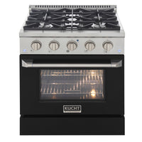 Kucht 30" KDF Series Pro Style Natural Gas Dual Fuel Range - Stainless Steel/Black-Extra-large convection oven with 4.2 cu. ft. capacity, featuring a 5-rack configuration and oversized oven window for enhanced visibility and flexible cooking