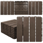 MotionGrey 4-Slat Interlocking Waterproof Outdoor Deck Tiles for Patio, Balcony and Garden - Brown - 20 Piece Set-20-piece set of 4-slat interlocking deck tiles in brown for coordinated outdoor flooring
