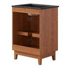 Modway Miles 24" Bathroom Vanity - Black/Walnut-Tapered Rubberwood Legs