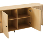 Manhattan Comfort Magnolia 70.9" Modern Sideboard - Natural Oak-Features a Slatted Door Front Design