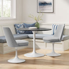 Modway Lippa Swivel Dining Upholstered Side Chair - White Light Grey-Removable Seat Cushion
