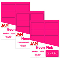 JAM Paper Mailing Address Labels, 2" x 4", Neon Pink, 3 sets of 120-Size: 2" x 4"
