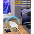 Huntkey Detachable Surge Protector Power Strip with 6 Outlets and 4 USB Ports - White-Ingeniously designed with extra space between the AC outlets to accommodate bulky power adapters and large plugs without blocking adjacent sockets.