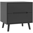 HOMCOM Modern Bedside Table with 2 Drawers and Solid Wood Legs - Black-Modern style highlights to your home décor