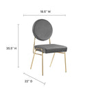 Modway Craft Performance Velvet Dining Side Chair - Gold/Grey-Performance Velvet Upholstery