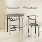 HOMCOM 31.5" 3-Piece Dining Set with Storage Shelf - Dark Grey-With a storage shelf under the tabletop for easy storing
