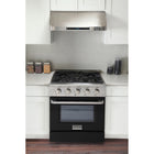 Kucht 30" KDF Series Pro Style Natural Gas Dual Fuel Range - Stainless Steel/Black-Heavy-duty cast-iron grates allow cookware to slide smoothly between burners without lifting