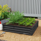 Outsunny Galvanized Steel Planter Raised Garden Bed - 47" L x 47" W x 12" H - Grey-Suitable for planting vegetables, herbs, flowers in your yard 