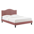 Modway Juniper Channel Tufted Performance Velvet King Platform Bed - Dusty Rose-Stain-Resistant Performance Velvet