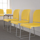 Flash Furniture HERCULES Series Full Back Contoured Stack Chair with Grey Powder Coated Sled Base - Yellow-880 lb. Weight Capacity
